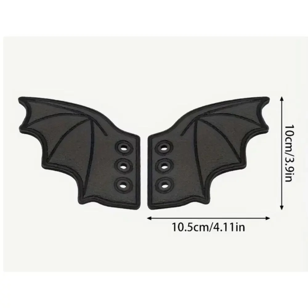 Bat Boot Wings Black Faux Leather Gothic Whimsygoth Decorations Shoe Ornaments